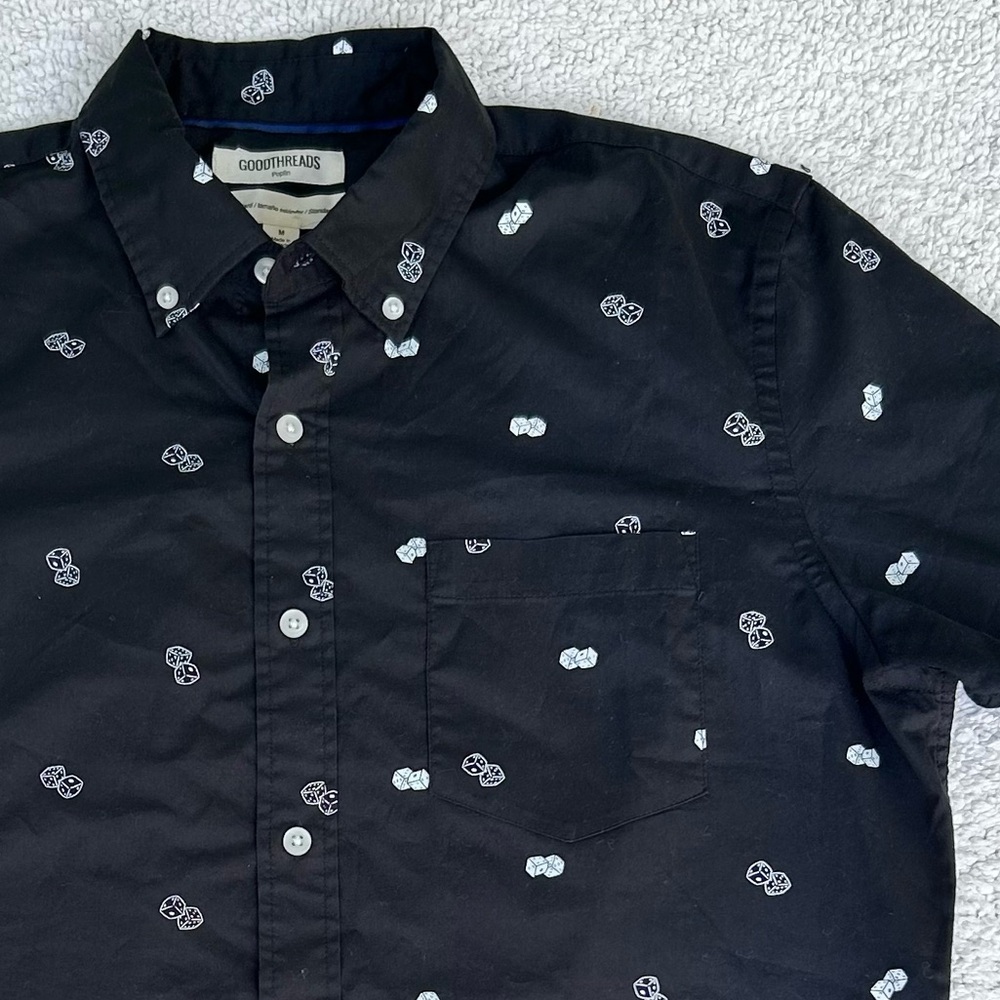 Good Threads shirt button down rolling dice print men’s medium black & white